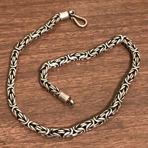 Heavy Vintage Sterling Silver Bali Rolled Byzantine Chain 68g 16''